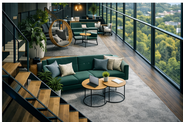 Services office staircase lounge